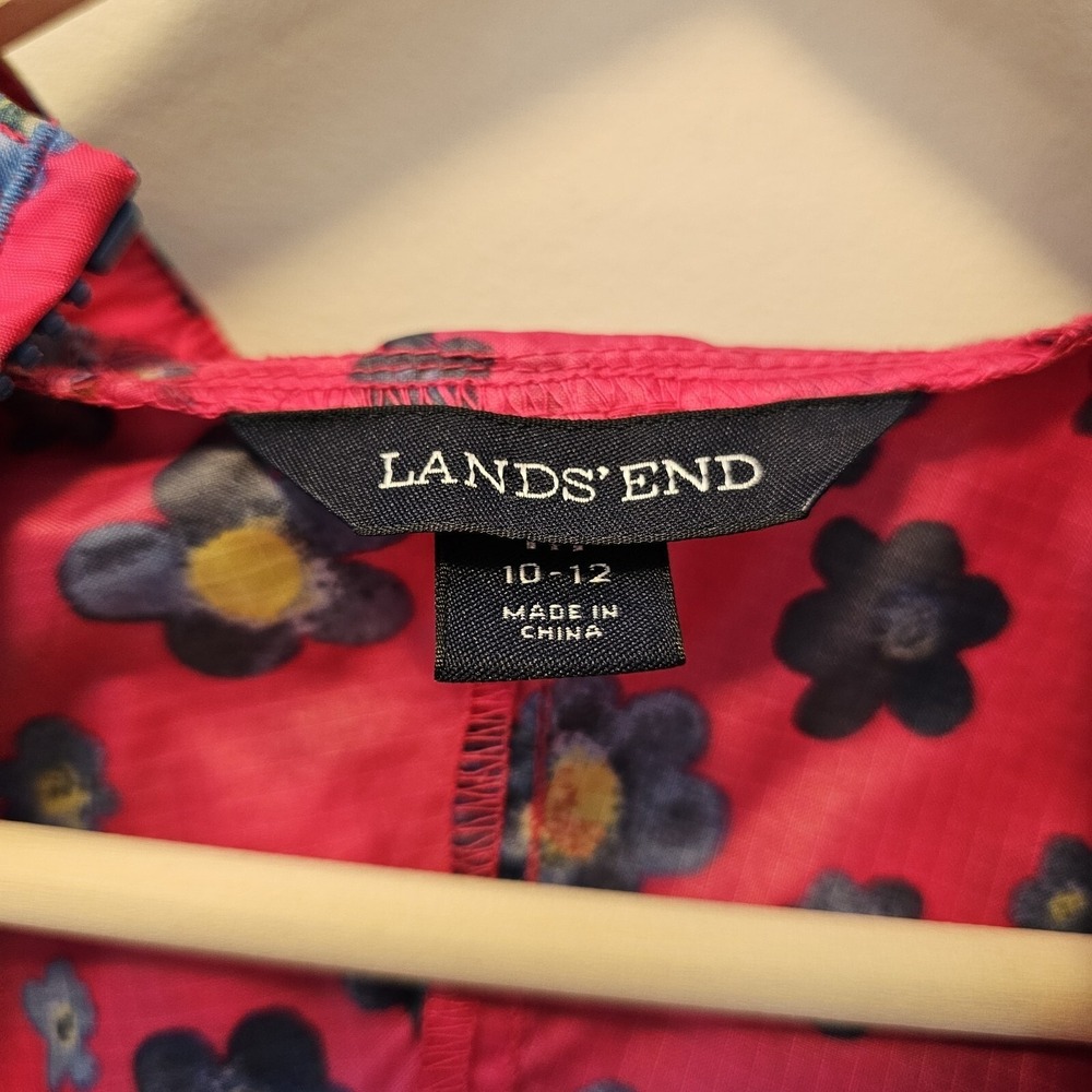 Lands‎ end Zipper Front Girls Pink Floral Windbreaker Jacket Size Medium 10/12 - Picture 9 of 9